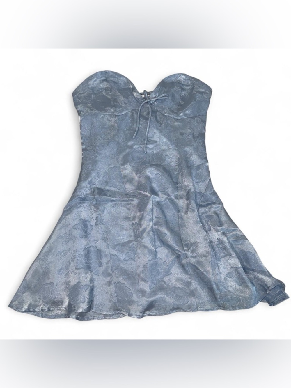 Princess Polly Strapless Shimmery Blue Jacquard Fit-and-Flare Dress